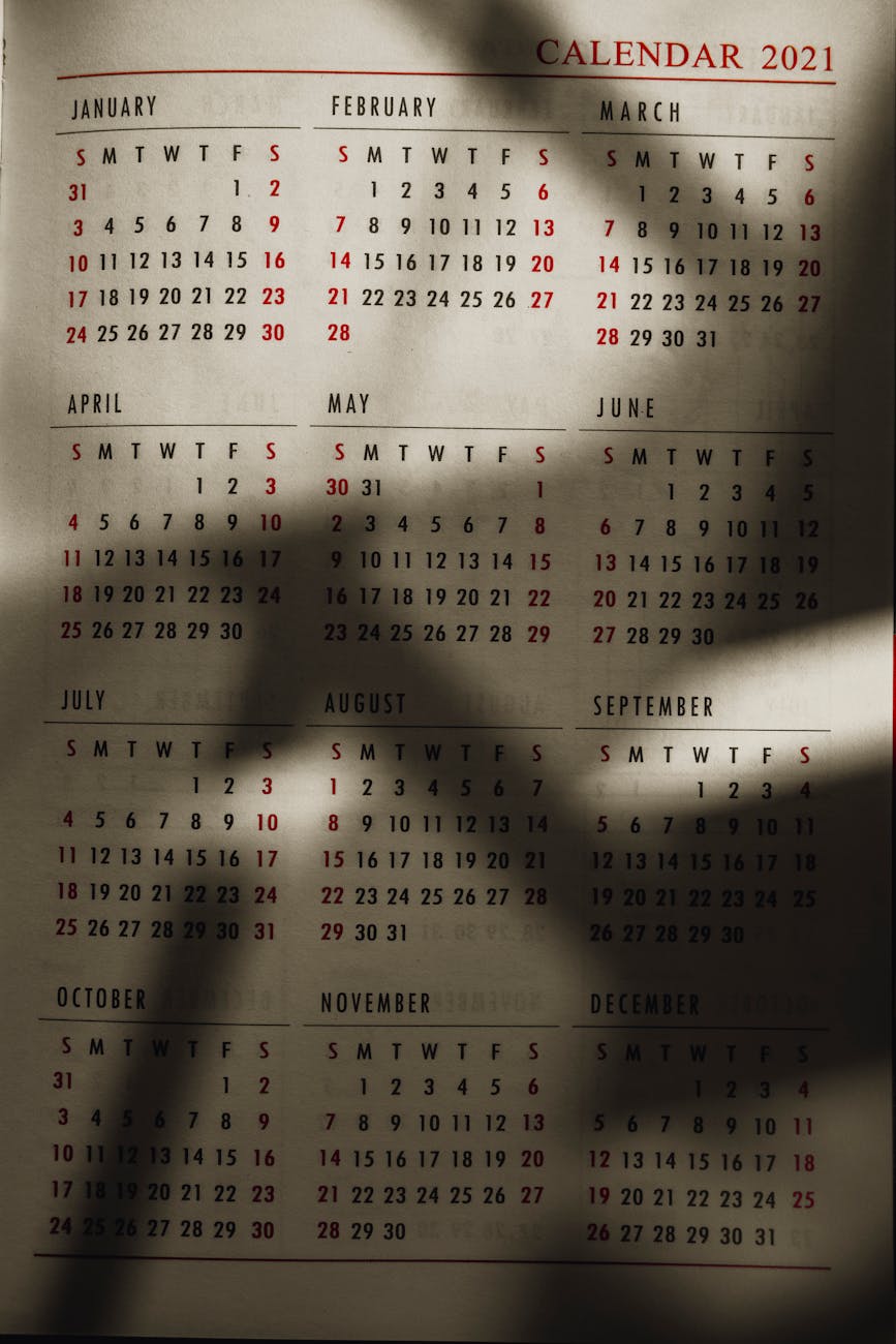 an annual calendar