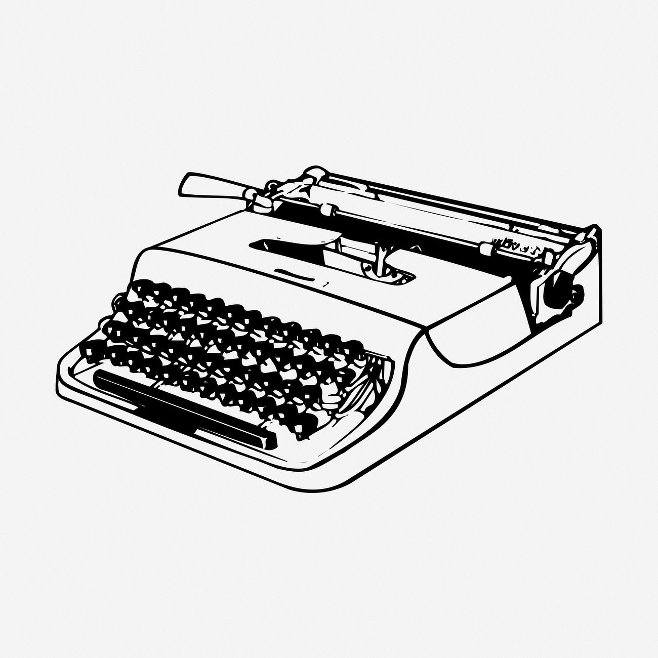 Typewrite drawing, vintage object illustration